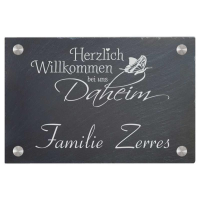 ZALAFINO Türschild aus Natur Schiefer 300x200 mm...